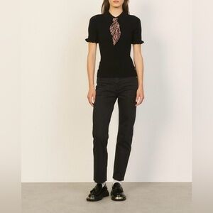 Sandro beige knit tie shirt